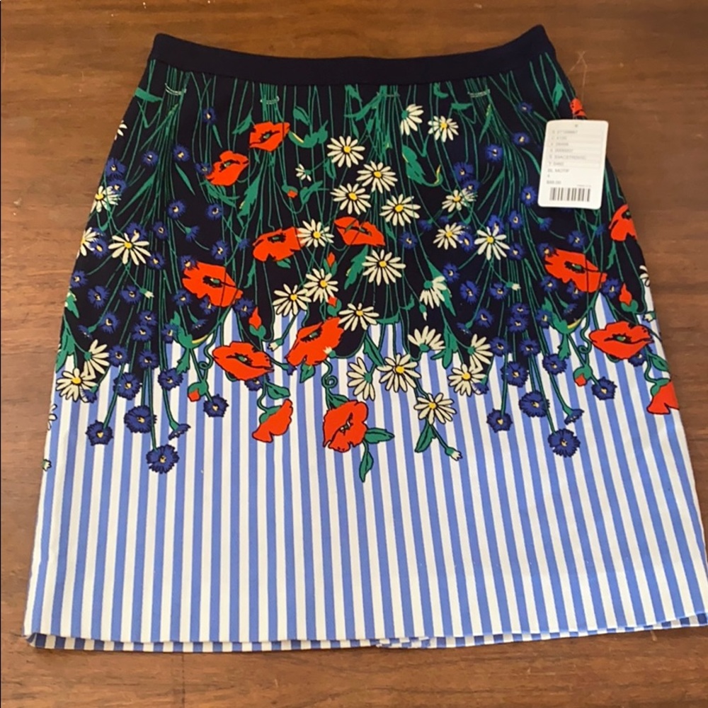 Anthropologie blue motif floral pin stripe skirt!
